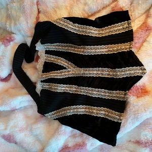 Morbid Threads pinstripe corset with lace details